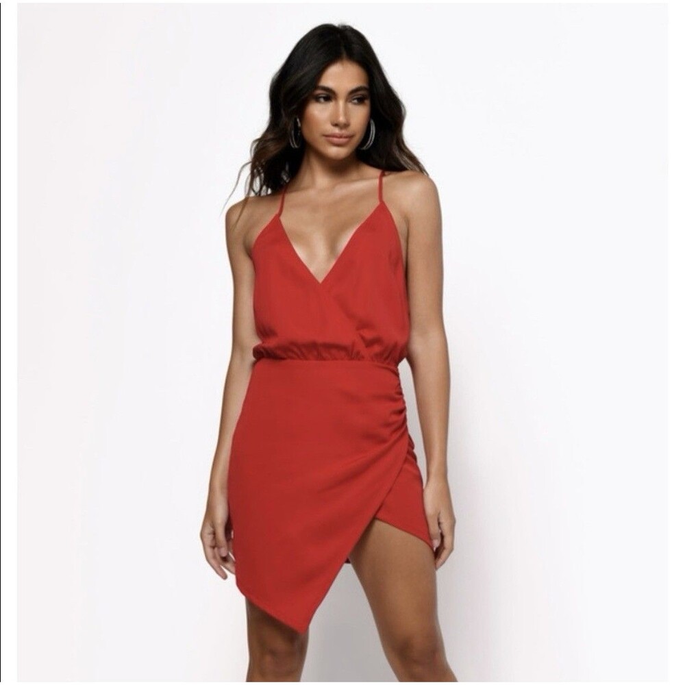 TOBI Sexy Mini Slip Wrap Dress Red V-Neck Sleeveless Size XS (?) Romantic Strap